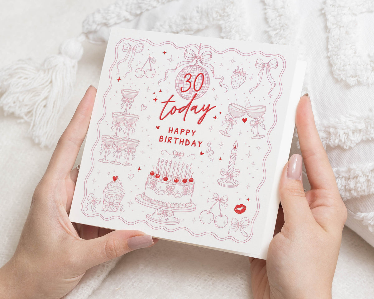 30th Birthday Card for Her, 30 Birthday Card, Thirtieth Birthday Card, Birthday Card for Friend, Daughter, Sister, Birthday Cards for Women
