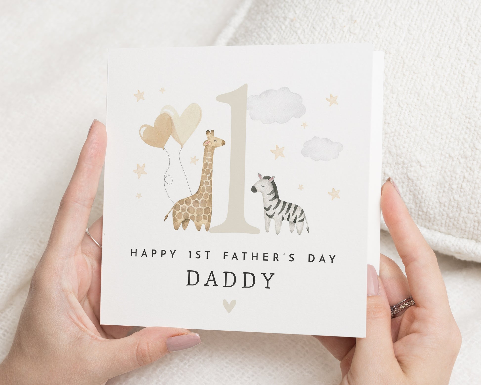 1st Fathers Day Card Daddy, First Fathers Day Card, Fathers Day Card from Baby, Animal Safari Card, Personalised Fathers Day Card