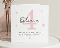 4th Birthday Card for Daughter, Personalised Birthday Card for Girl, Special Daughter Birthday Card, Pink Age 4 Card