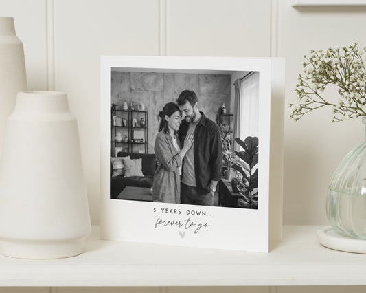5th Anniversary Card, Photo Anniversary Card for Husband, Anniversary Card for Wife, 5 Years Married Card, Personalised Card, Romantic Card