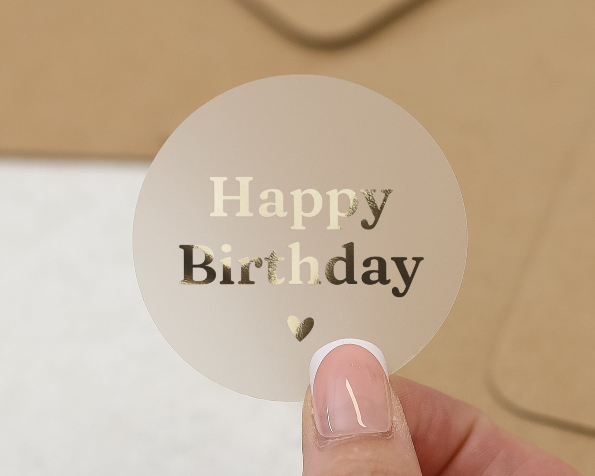 Happy Birthday Sticker, Birthday Sticker, Gold Foil Birthday Label, Birthday Envelope Seal, Birthday Party Sticker, Birthday Gift Sticker