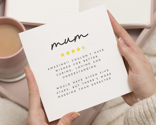 Funny Mum Birthday Card, Birthday Card for Mum, Mothers Day Card, Mum Card, Birthday Card for Her, Five Star Mum Card, Funny Card for Mum