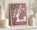 Personalised Map Print, Custom Location Map, Burgundy Wall Art, New Home Gift, House Warming Gift, Gift for Couple