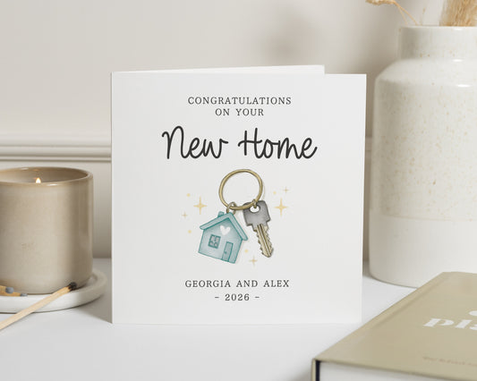 New Home Card, Congratulations On Your New Home, Personalised Housewarming Card, New Home Gift, New Home Card For Couple, New Home Key Card