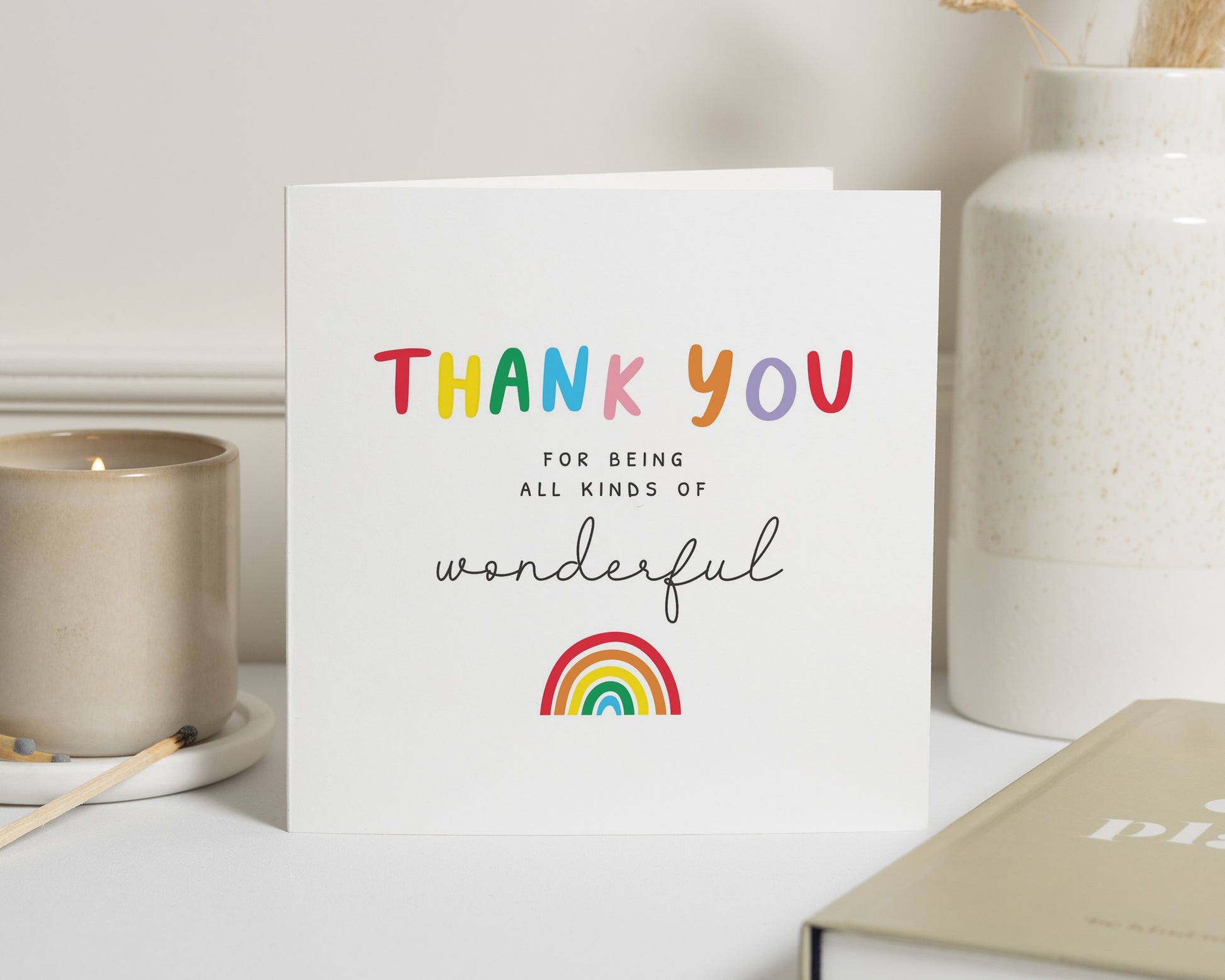Thank You Card, Rainbow Thank You Card, Thank You Card for Friend, Thank You Card for Her, Colourful Thank You Card, Cute Thank You Card