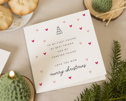 Christmas Card for Mum, Mum Christmas Card, First Friend Best Friend Forever Friend Card, Merry Christmas Card for Her