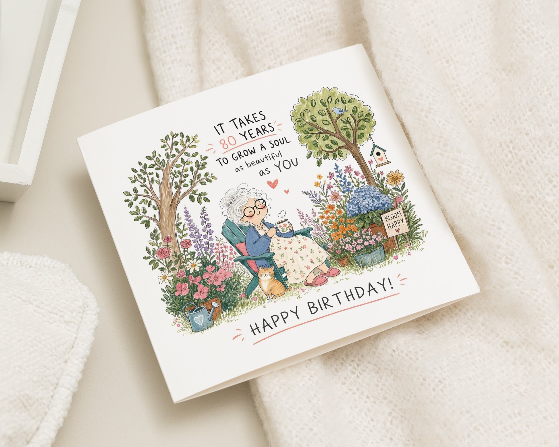 80th Birthday Card, Birthday Card for Mum, 80th Birthday Card for Her, Birthday Card for Grandma, Floral Gardening Birthday Card