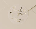 Wedding Thank You Sticker, Personalised Thank You Sticker, Gold Foil Wedding Sticker, Custom Wedding Seal, Transparent Thank You Label