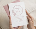 Blush Floral Wedding Invitations, Elegant Burgundy Wedding Invite, Minimal Wildflower Invitation Suite, Personalised Wedding Stationery