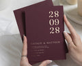 Gold Foil Wedding Invitations, Burgundy Minimalist Wedding Invite, Modern Typography Invitation, Wine Red Wedding Stationery