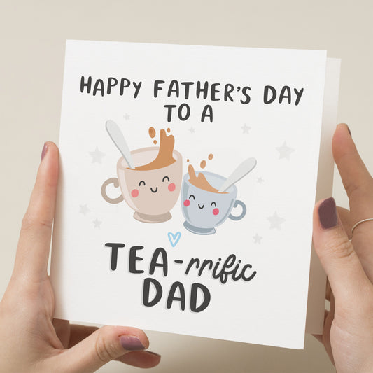 Funny Fathers Day Card, Funny Dad Pun Card, Tea-rrific Dad, Dad Thankyou, Funny Fathers Day Gift, Pun Gift For Dad, Cute Card For Dad