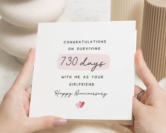 Anniversary Card for Girlfriend, 2nd Anniversary Card, Funny Anniversary Card, Romantic Greeting Card for Her, Happy Anniversary Card