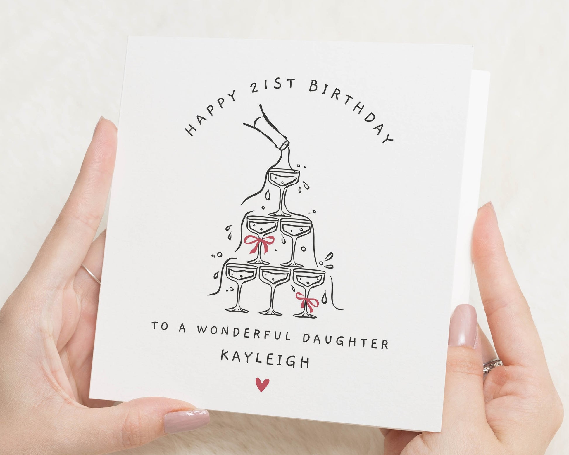 21st Birthday Card for Daughter, Personalised Birthday Card, Daughter 21st Card, Twenty First Birthday Card for Her, Champagne Card