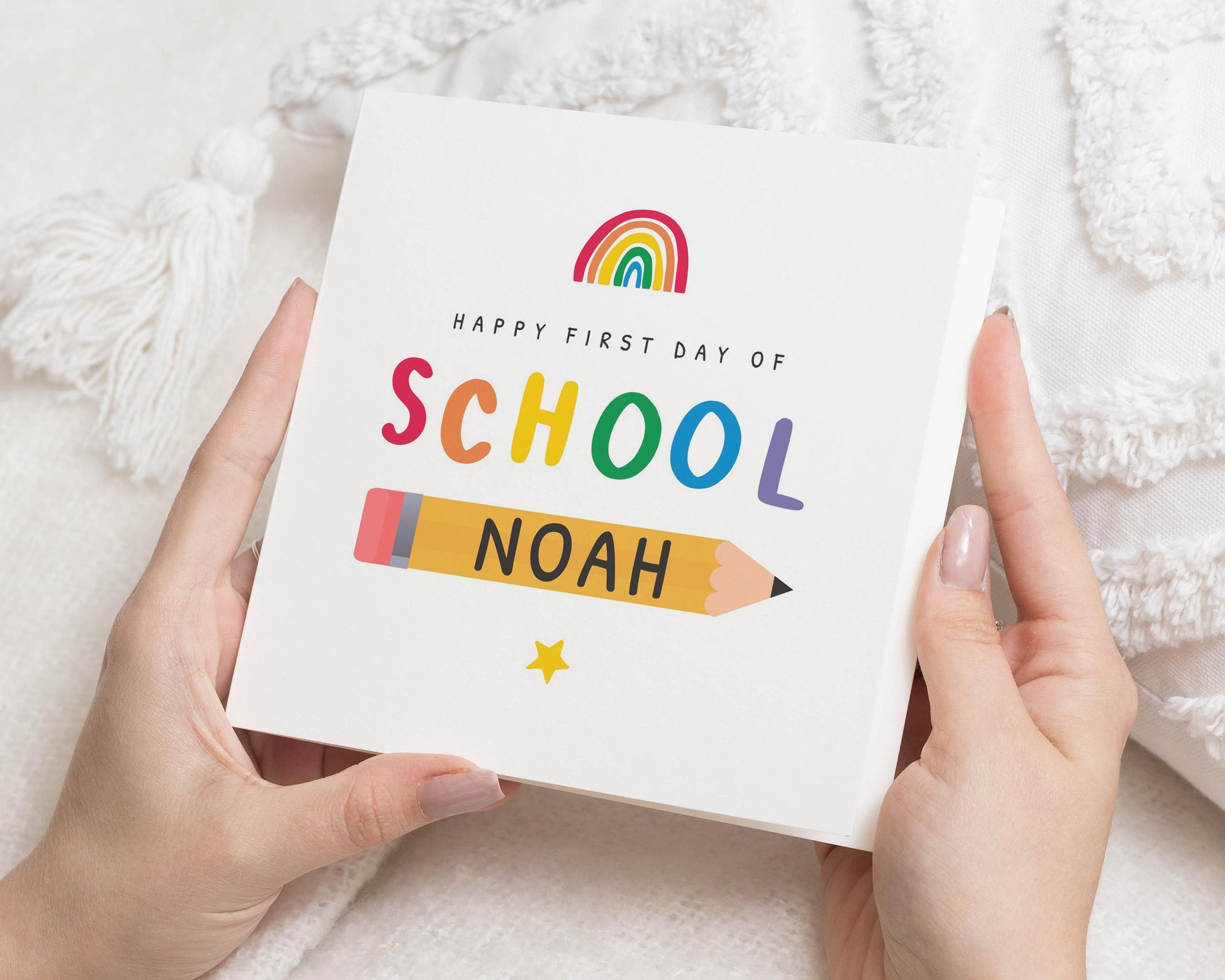 First Day of School Card, Personalised School Card, Rainbow School Card, Card for Boy, Card for Girl, Back to School Card, Cute Card