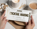 Personalised Cocktail Making Gift Voucher, Cocktail Experience, Gold Foil Ticket, Custom Gift For Her, Birthday Gift