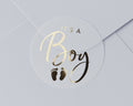 Its A Boy Sticker, Baby Shower Sticker, Gold Foil Baby Sticker, New Baby Boy, Baby Announcement Sticker, Its A Boy Envelope Seal