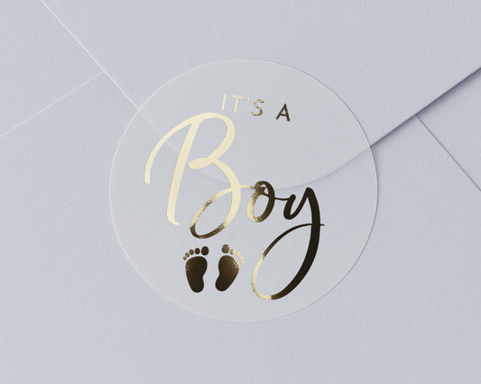 Its A Boy Sticker, Baby Shower Sticker, Gold Foil Baby Sticker, New Baby Boy, Baby Announcement Sticker, Its A Boy Envelope Seal