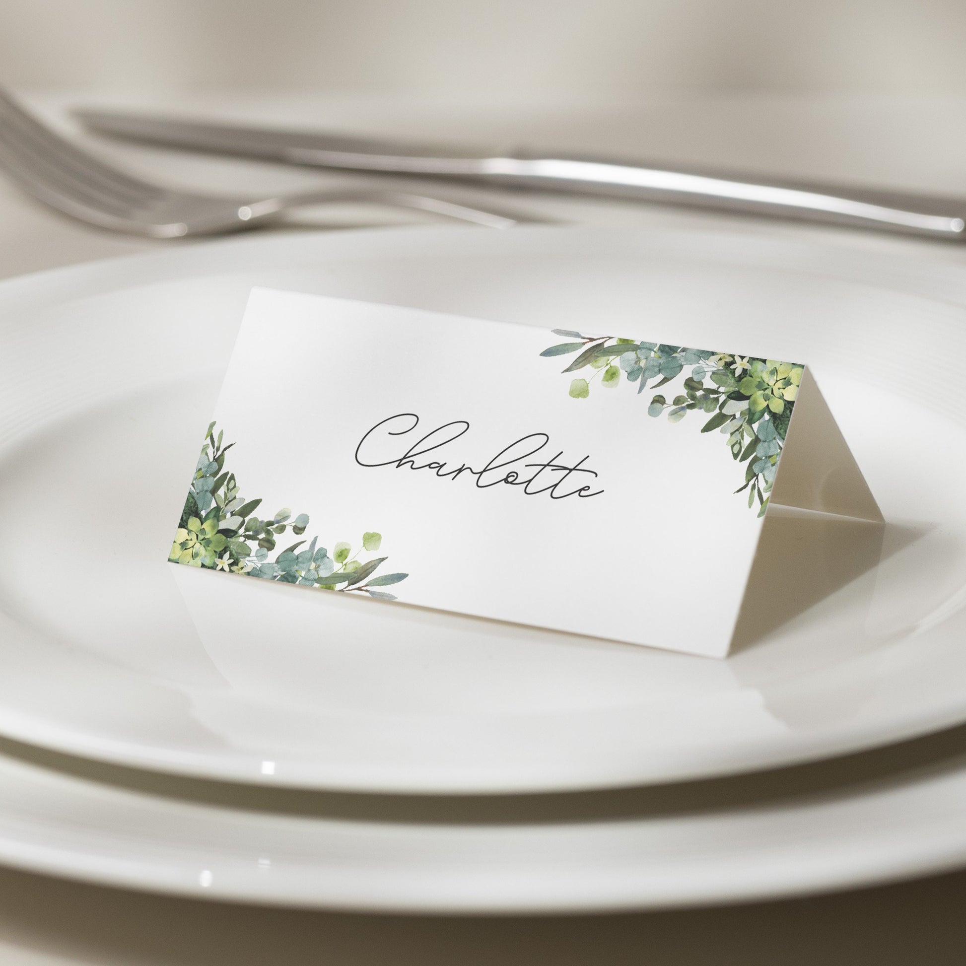 Green Place Cards, Place Settings, Greenery Place Card, Floral Placecards, Wedding Place Name Cards, Placecards With Guest Names &#39;Alethea&#39;