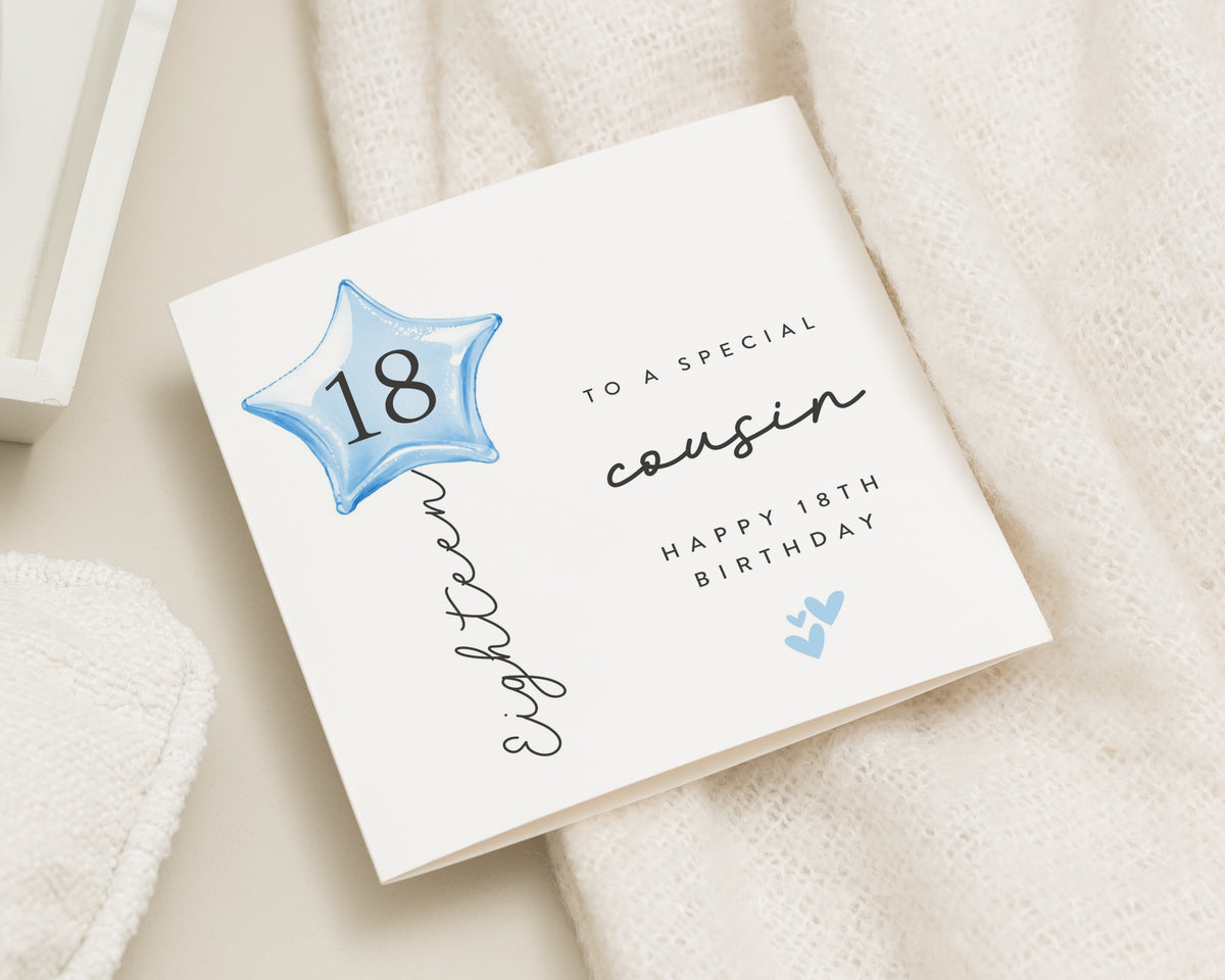 18th Birthday Card for Cousin, Cousin 18th Birthday Card, Happy 18th Birthday Card, 18th Birthday Cards, Blue Star Birthday Card