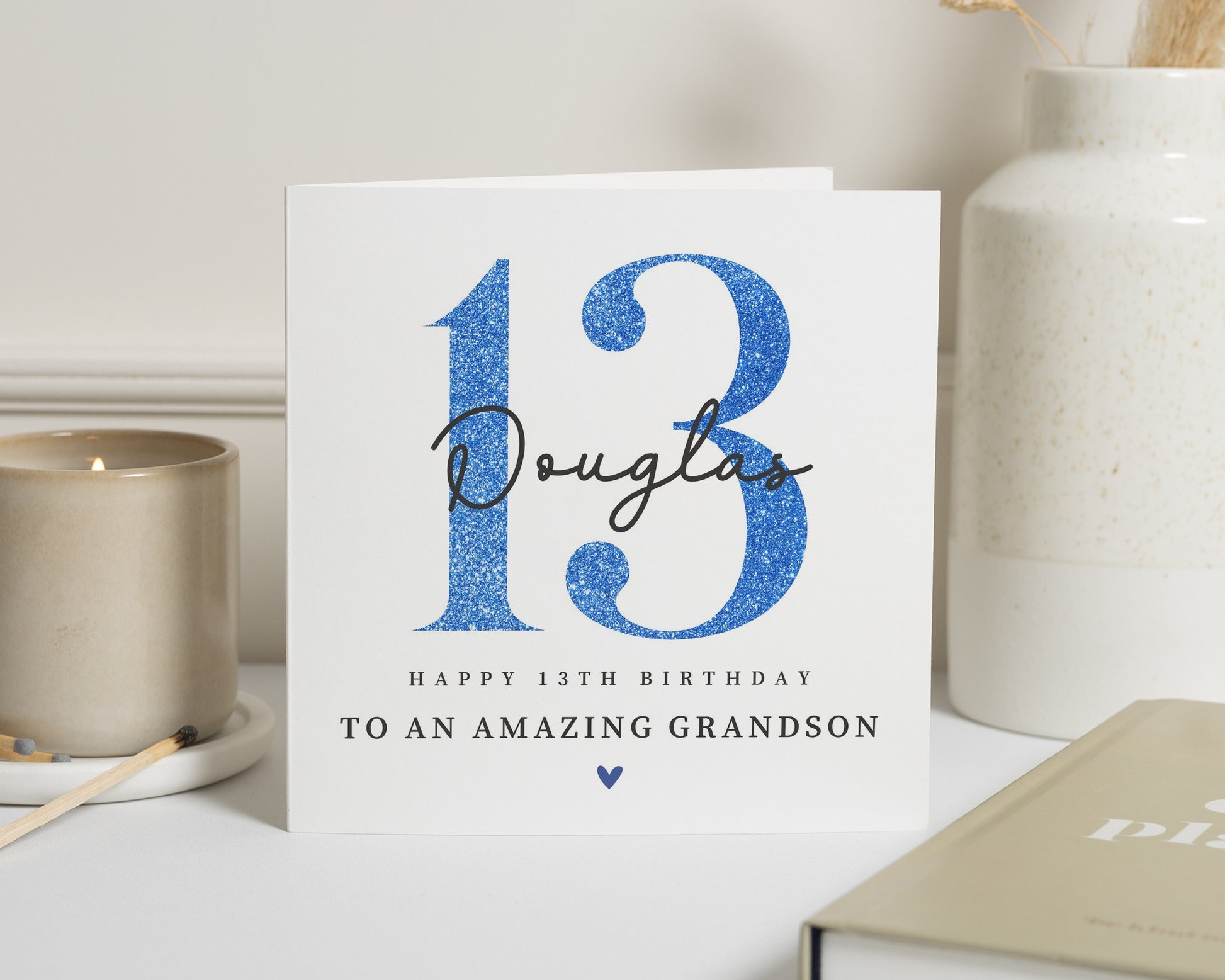 13th Birthday Card for Grandson, Personalised Grandson Card, Birthday Card for Boy, Custom Name Card, Teen Birthday Card