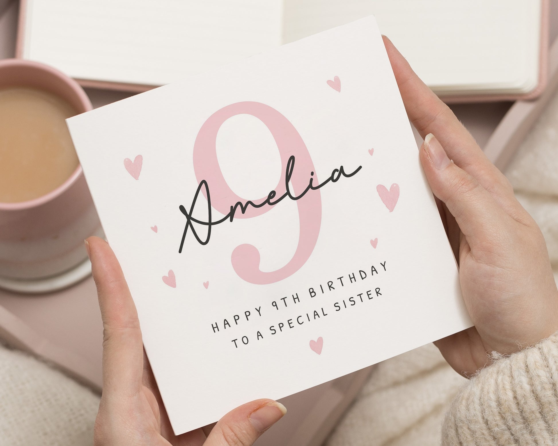 9th Birthday Card for Sister, Personalised Birthday Card for Girl, Special Sister Birthday Card, Birthday Card for Her, Custom Age Card