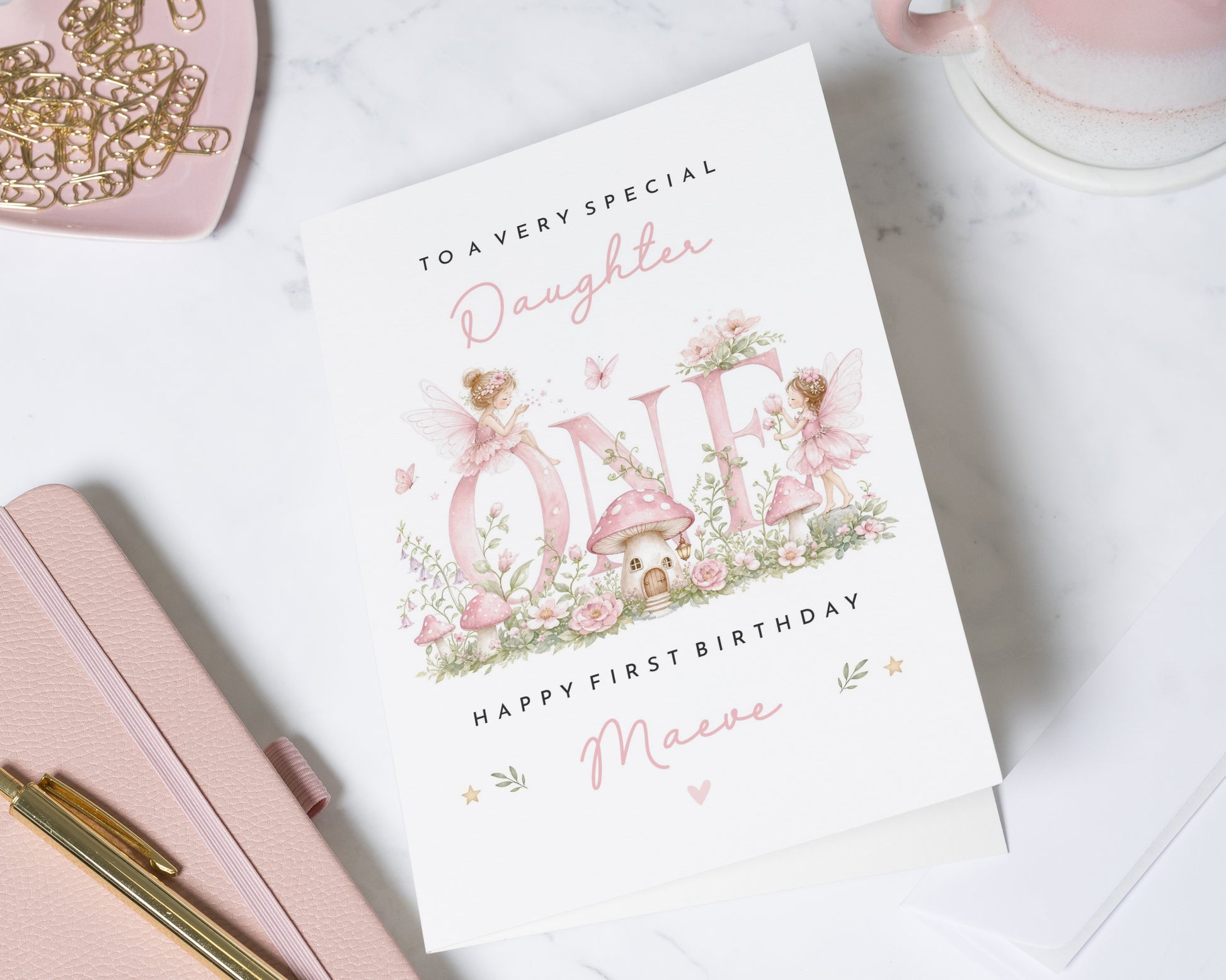 1st Birthday Card for Daughter, First Birthday Card, Personalised Birthday Card for Girl, Daughter Birthday Card, Fairy Birthday Card