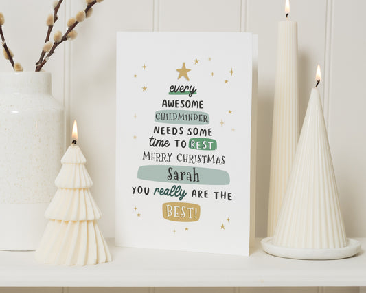 Childminder Christmas Card, Personalised Christmas Card, Nursery Teacher Christmas Card, Xmas Card for Childminder, Thank You Christmas Card