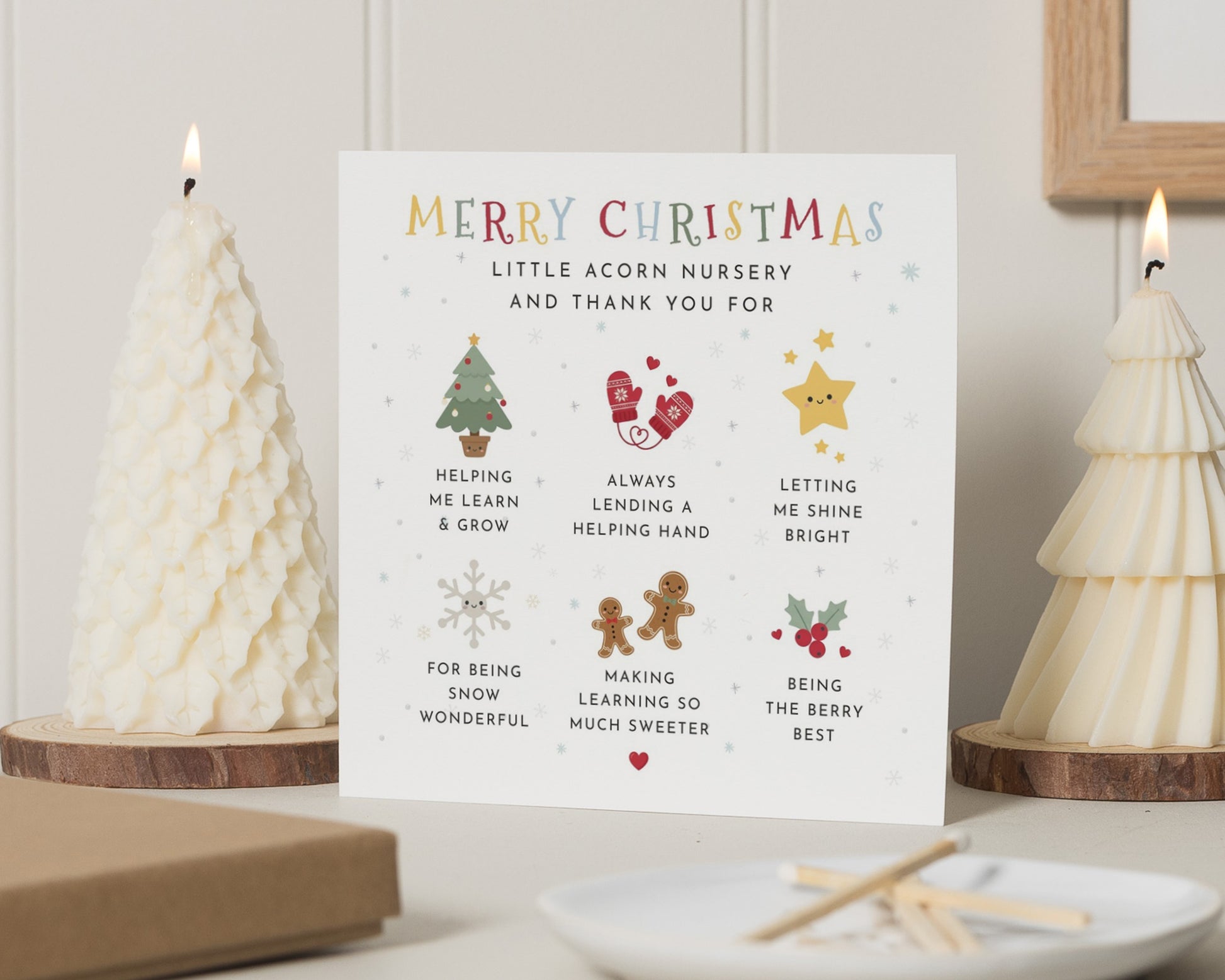 Christmas Card for Nursery, Nursery Thank You Card, Merry Christmas Card, Teacher Christmas Card, Nursery Staff Card