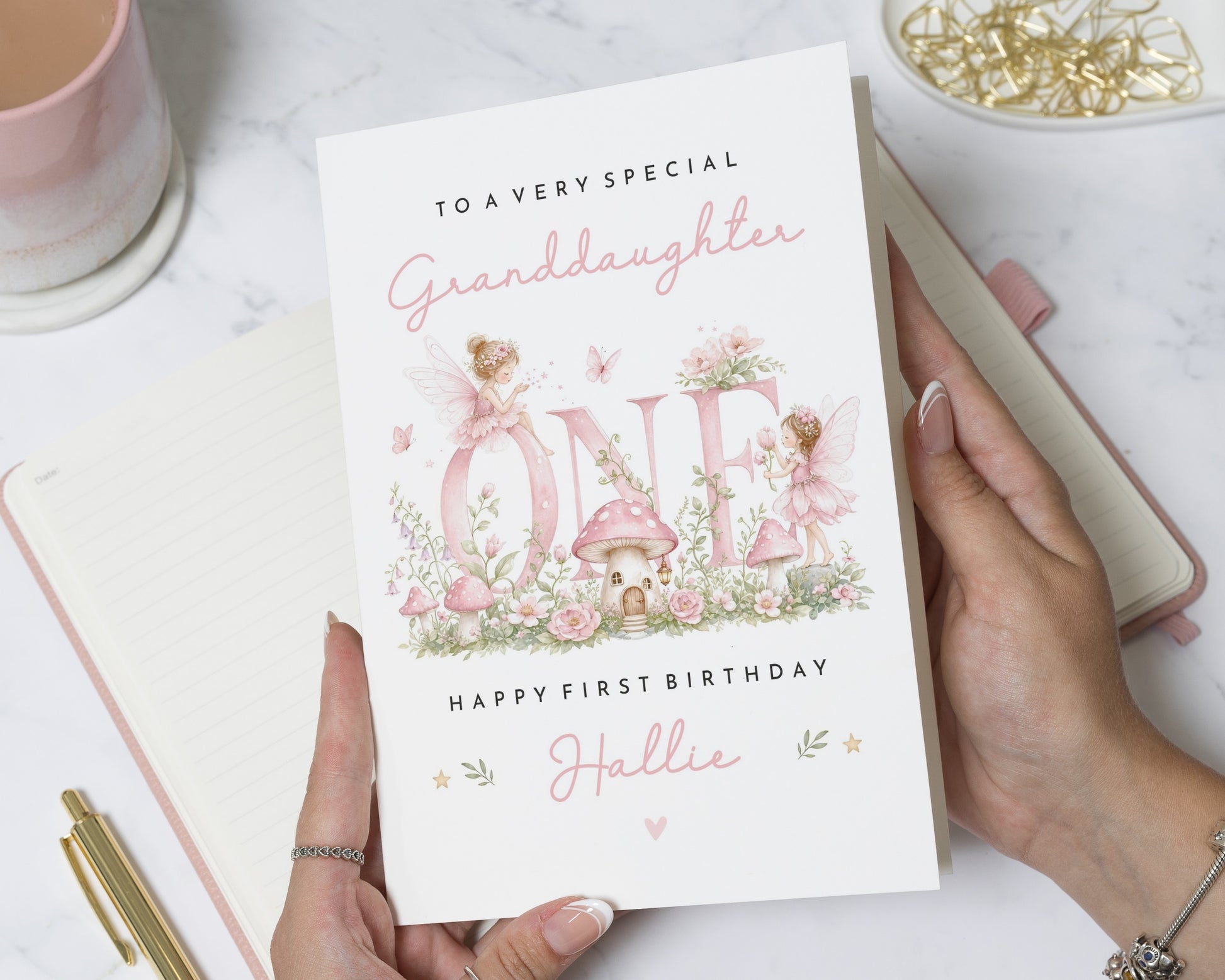 1st Birthday Card for Granddaughter, Personalised Granddaughter Birthday Card, First Birthday Card for Girl, Fairy Birthday Card