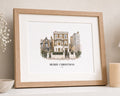 Personalised Christmas House Portrait from Your Photo, Custom Home Illustration, Christmas or New Home Gift, Oak Framed Print