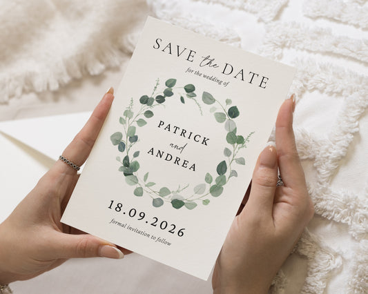 Personalised Save the Date Card, Wedding Save the Date Card, Greenery Save the Date, Custom Save the Date Card, Simple Save the Date