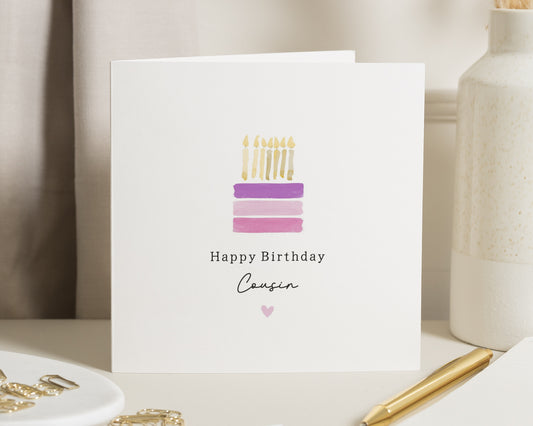 Birthday Card for Cousin, Cousin Birthday Card, Happy Birthday Cousin, Personalised Birthday Card, Simple Birthday Card, Card for Her Him