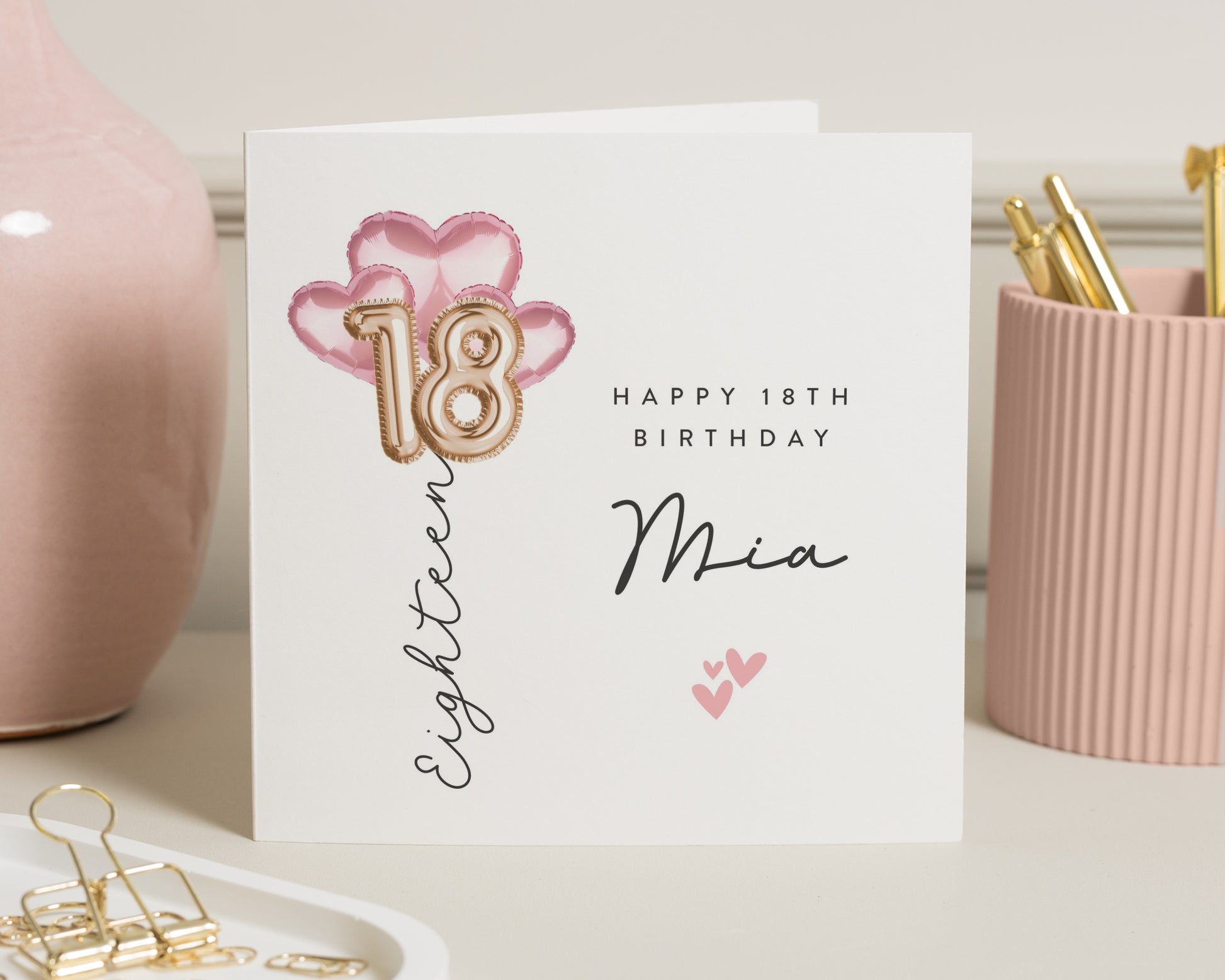 18th Birthday Card for Her, Personalised 18th Birthday Card, Birthday Card for Daughter, Custom Birthday Card, Heart Balloon Card