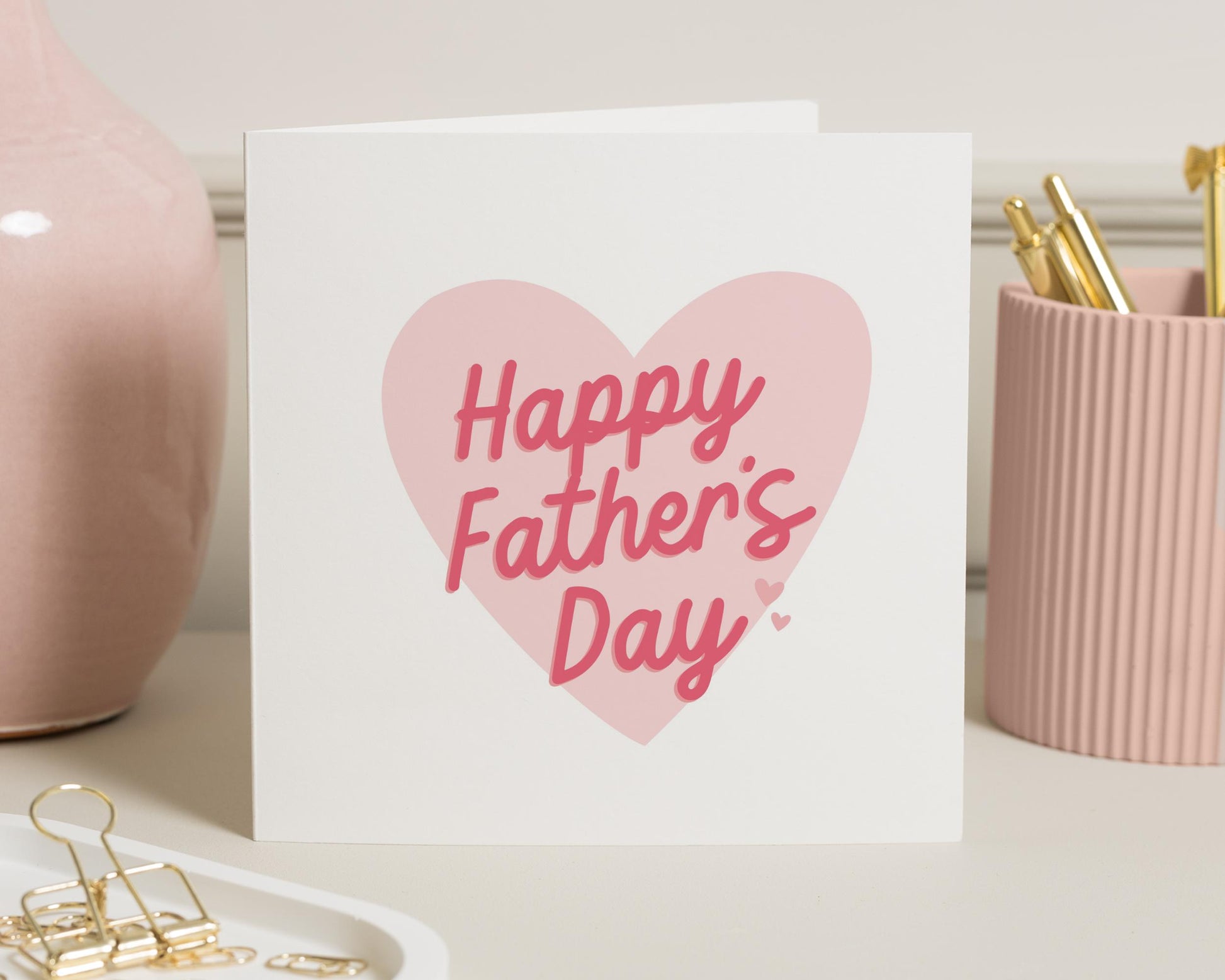 Fathers Day Card, Fathers Day Card from Daughter, Fathers Day Card for Dad, Cute Fathers Day Card, Pink Heart Fathers Day Card