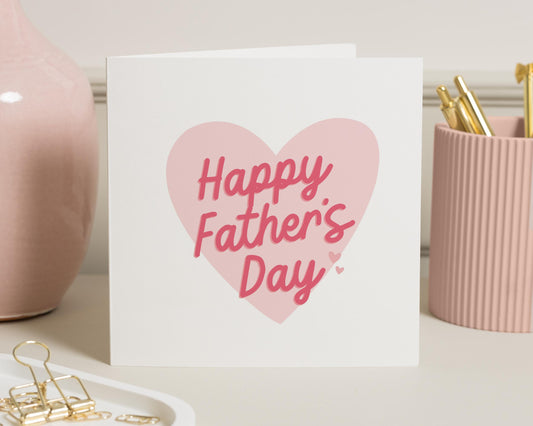 Fathers Day Card, Fathers Day Card from Daughter, Fathers Day Card for Dad, Cute Fathers Day Card, Pink Heart Fathers Day Card