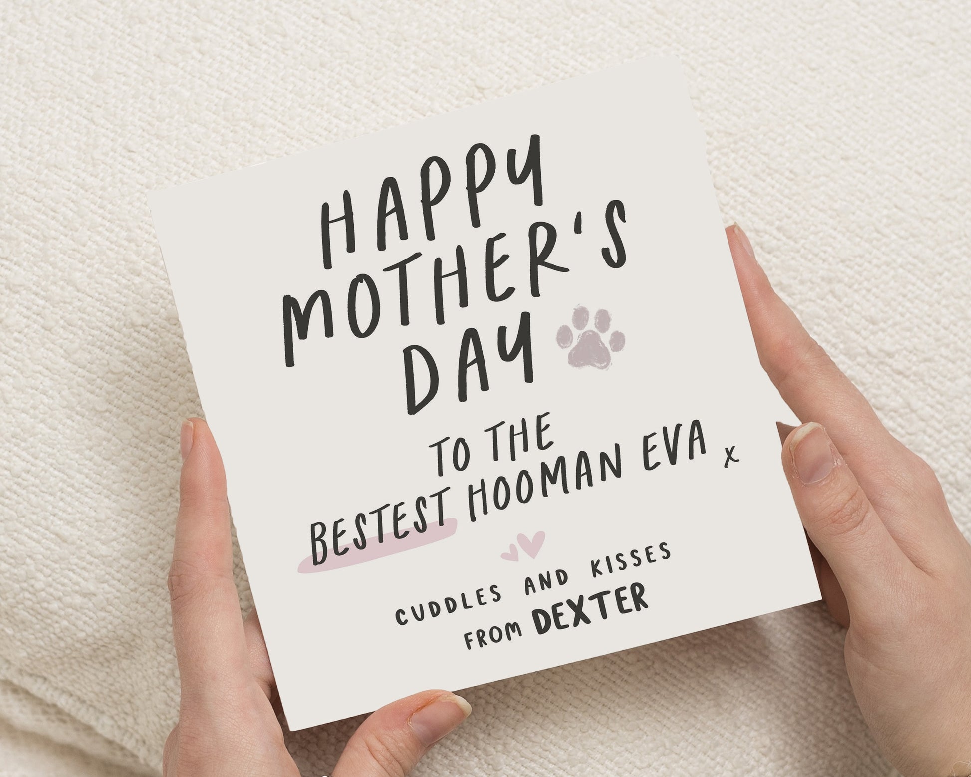 Mother's Day Card from the Dog, Happy Mother's Day Card, Bestest Hooman Card, Personalised Dog Mum Card, Cute Mother's Day Card