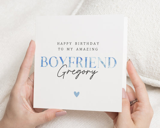 Boyfriend Birthday Card, Birthday Card for Boyfriend, Personalised Birthday Card for Him, Romantic Birthday Card, Custom Name Card