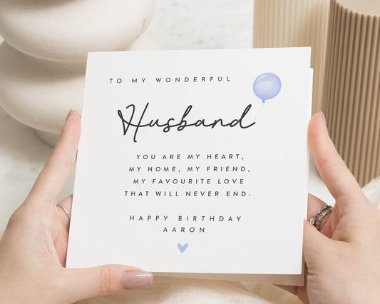 Husband Birthday Card, Birthday Card for Husband, Personalised Birthday Card for Him, Romantic Husband Card, Poem Birthday Cards