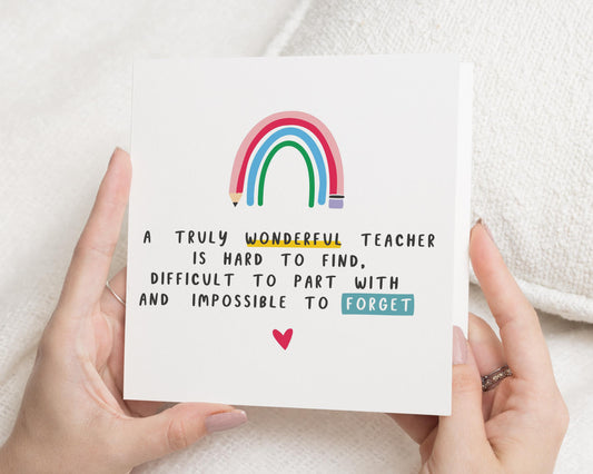 Teacher Thank You Card, Thank You Card for Teacher, Rainbow Teacher Card, End of Term Card, Teacher Leaving Card, Cute Thank You Card
