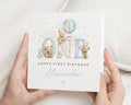 Personalised First Birthday Card, 1st Birthday Card for Boy, Son Grandson Nephew Birthday Card, Teddy Bear Birthday Card
