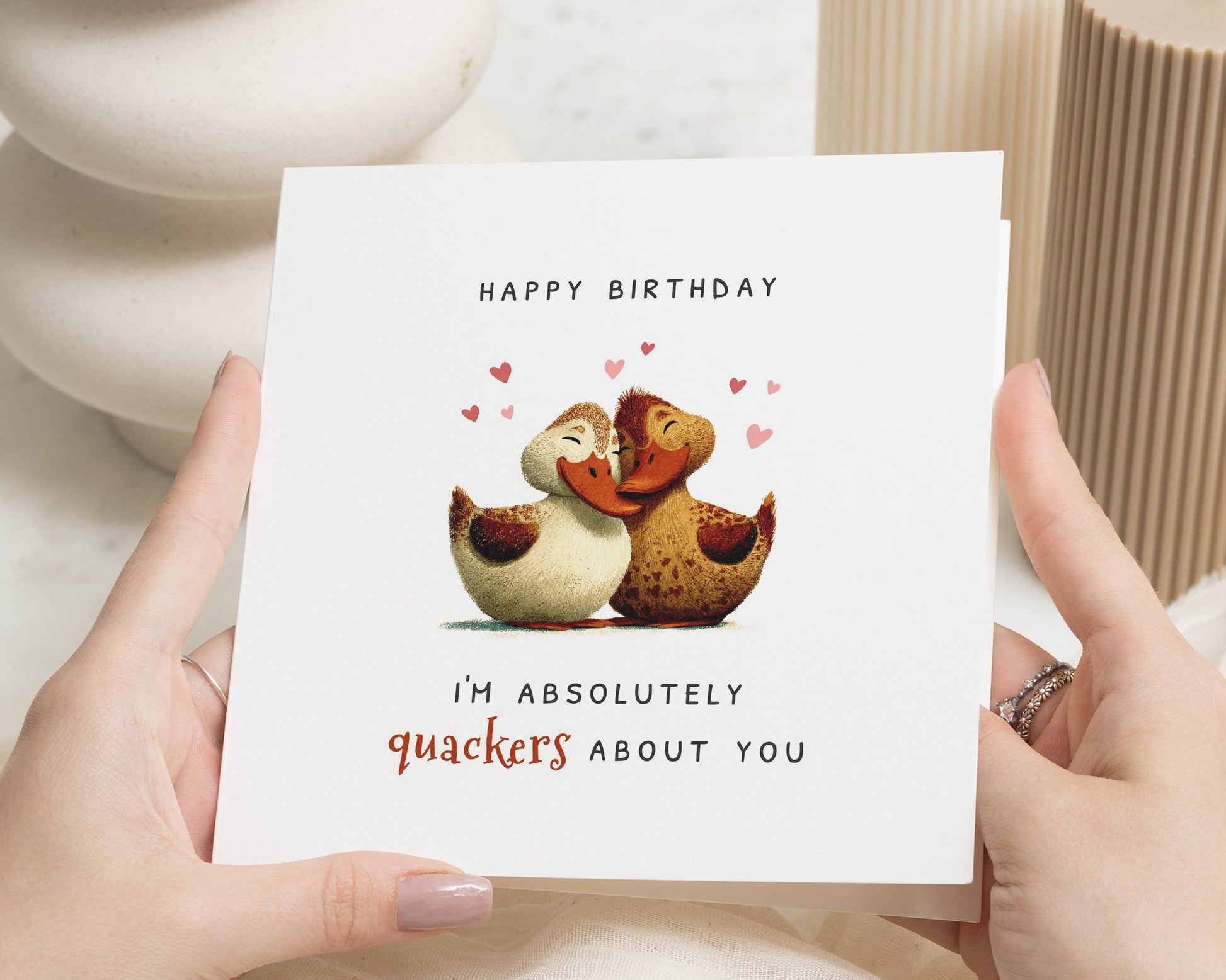 Funny Duck Birthday Card, Pun Animal Birthday Card, Cute Card for Friend, Romantic Card for Him or Her
