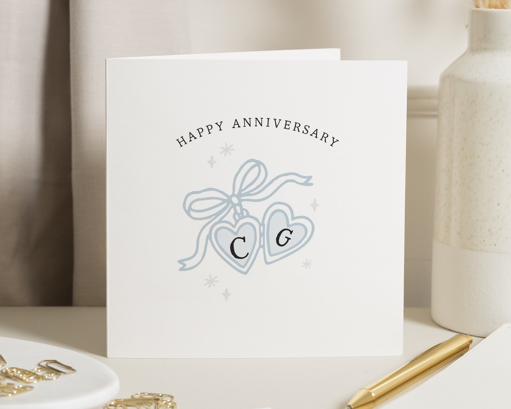 Anniversary Card, Personalised Anniversary Card, Anniversary Card for Couple, Custom Initials Card, Wedding Anniversary Card