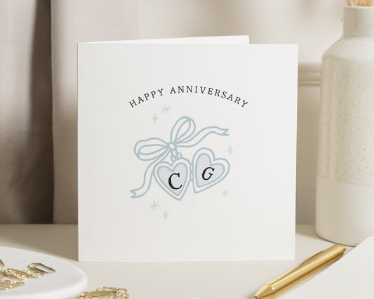 Anniversary Card, Personalised Anniversary Card, Anniversary Card for Couple, Custom Initials Card, Wedding Anniversary Card