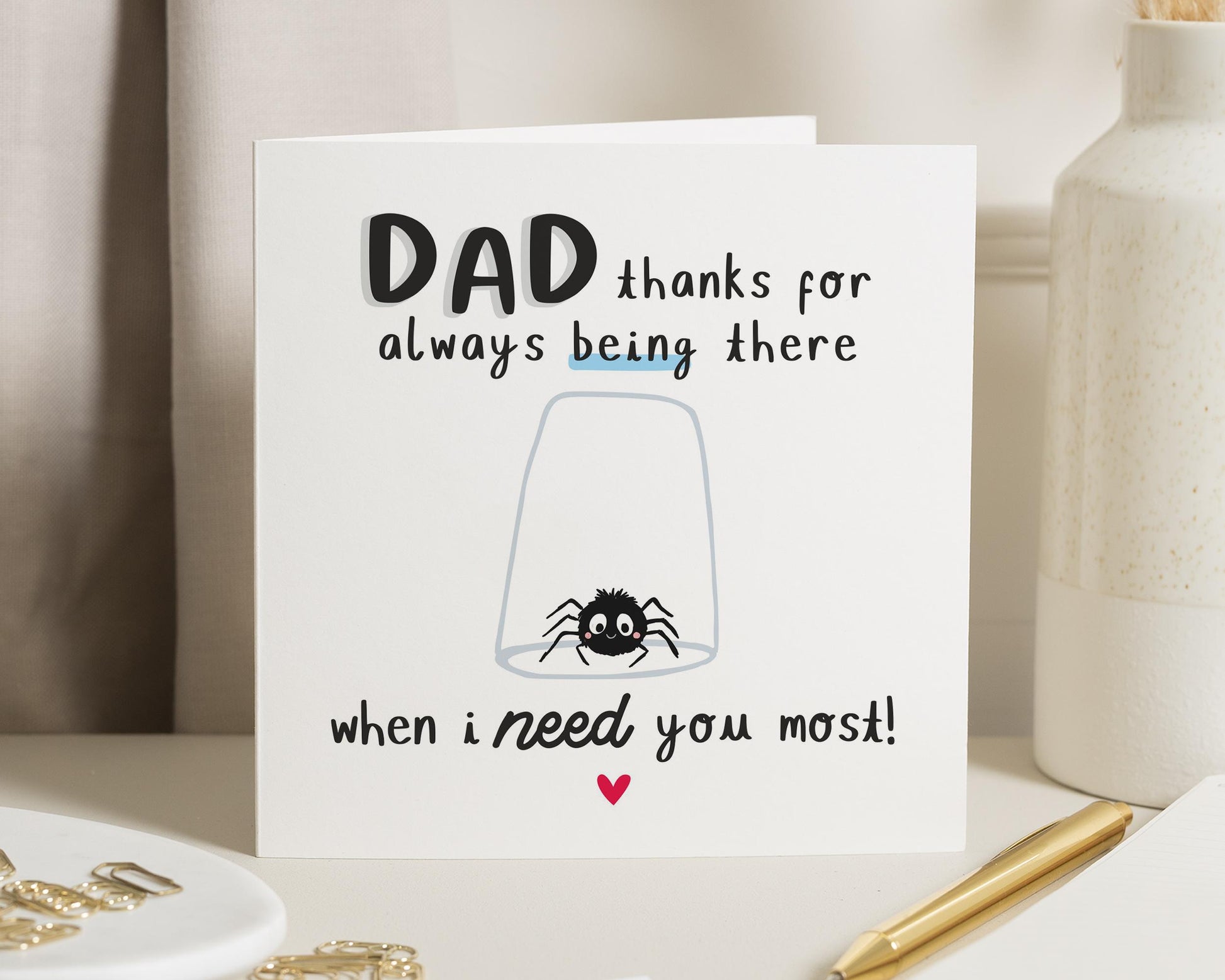 Fathers Day Card for Dad, Spider Dad Birthday Card, From Daughter, Daddy Card, Funny Fathers Day Card, Birthday Card for Dad