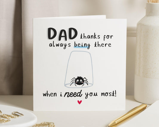 Fathers Day Card for Dad, Spider Dad Birthday Card, From Daughter, Daddy Card, Funny Fathers Day Card, Birthday Card for Dad