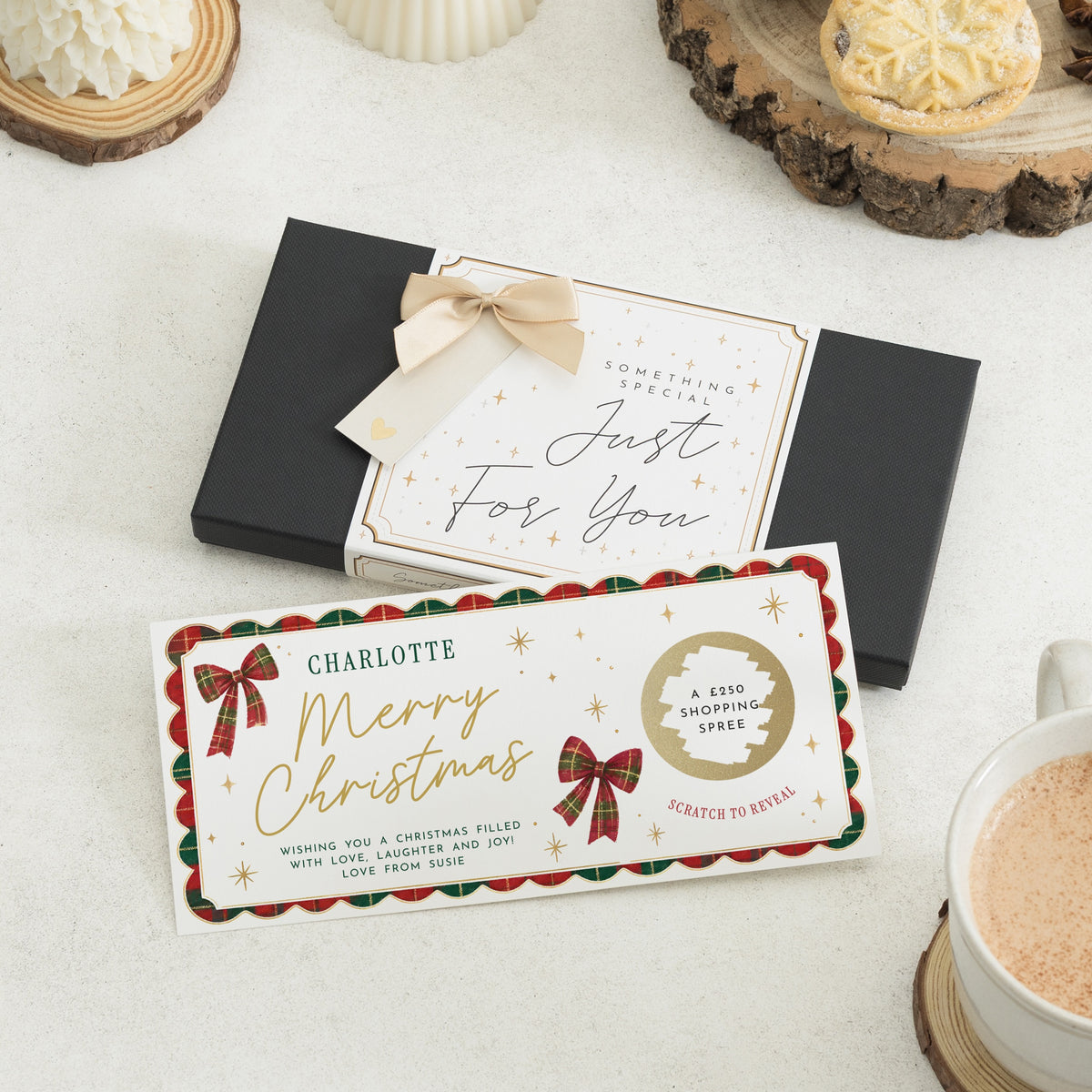 Personalised Christmas Gift Voucher, Scratch to Reveal Shopping Spree Voucher, Christmas Gift for Her, Custom Gift Voucher