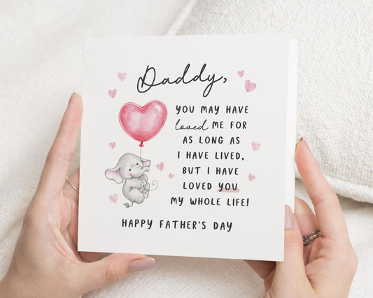 Fathers Day Card for Daddy, Cute Elephant Fathers Day Card, Fathers Day Card from Daughter, Fathers Day Card from Son, Happy Fathers Day