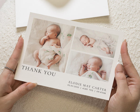 Baby Photo Thank You Cards, Custom New Baby Cards Thank You, Personalised Thank You Cards New Baby Girl, Baby boy Postcard Thankyou Card