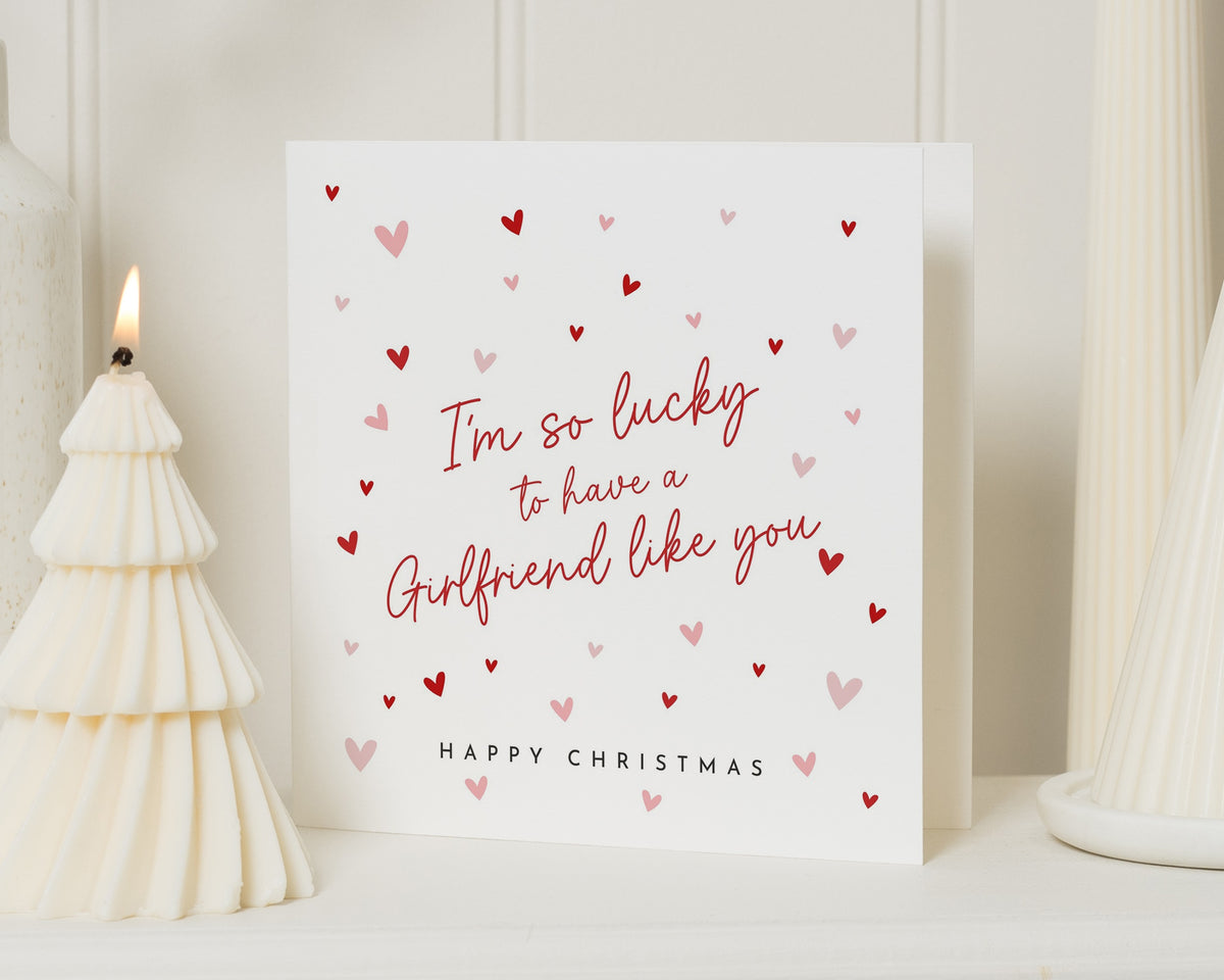 Christmas Card for Girlfriend, Girlfriend Christmas Card, Romantic Christmas Card for Her, Cute Xmas Card for Her, Happy Christmas Card