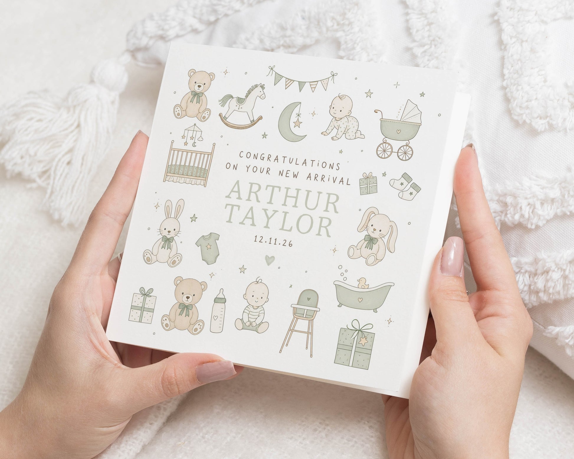 Personalised New Baby Card, New Baby Card, Congratulations Baby Card, Baby Boy Card, New Arrival Card, Cute Baby Card, Newborn Card